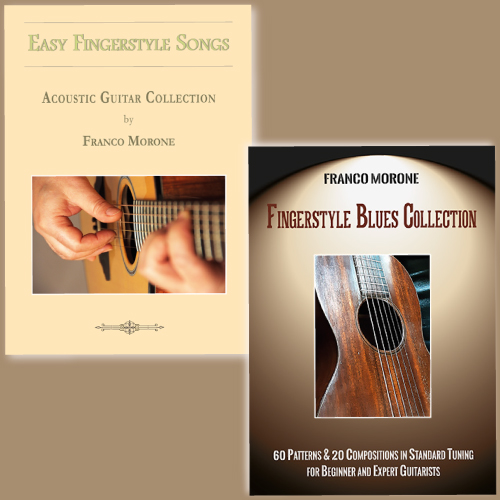 2 Libri per chitarra fingerstyle - autore: Franco Morone - Accordatura: Standard - Musica e intavolatura EasyFingerstyleSongs e FingerstyleBluesCollection
